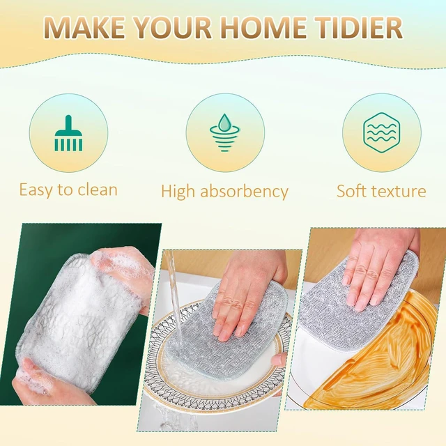 Alt view image 4 of 6 - 2025 New Multipurpose Wire Dishwashing Rags for Wet and Dry, Reusable Metal Scrubbing Pads Sponge Cloths, Non-Scratch Wire Dishcloth for Cleaning Kitchen Dishes, Sinks (Green 5 Pcs)