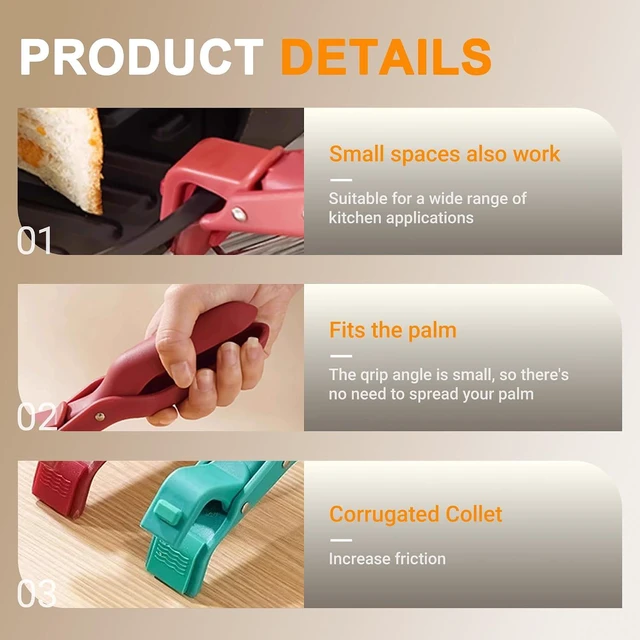 Alt view image 4 of 7 - 3 Pcs Hot Plate Grippers, 2026 New Multi-Function Anti-Scald Bowl Clip, Non-Slip Hot Plate Gripper Tongs for Microwave, Oven, Air Fryer, Steamer, Pots & Bowls (3 Pcs Mix Color)