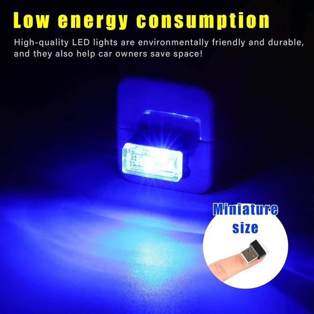 Alt view image 5 of 6 - 4 PCS USB LED Car Interior Atmosphere Lamp, Plug-in USB Decor Night Light, Portable Auto Ambient Lighting Kit, Universal Vehicle Interior Accessories for Most Cars (Blue)