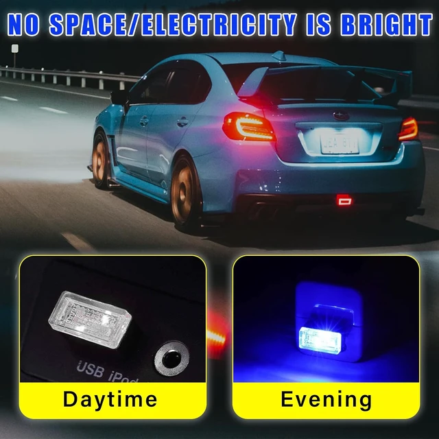 Alt view image 4 of 6 - 4 PCS USB LED Car Interior Atmosphere Lamp, Plug-in USB Decor Night Light, Portable Auto Ambient Lighting Kit, Universal Vehicle Interior Accessories for Most Cars (Blue)