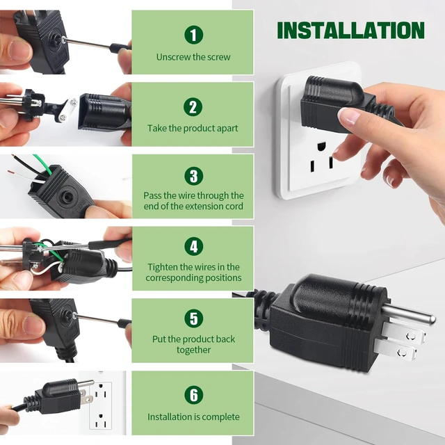 Alt view image 5 of 6 - 5-15P Electrical Replacement Plugs ,3 Prong Power Replacement Type, Extension Cord Ends 125V 15A 2Pole 3Wire Male Plug,Ground Neutral Generator Plug,Male 3-Pack