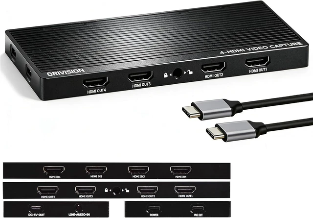 Main image of 4 Channel HDMI Capture Card with Loop Out - 4K60 Video Capture Card, UVC Plug-and-Play USB 3.2 Type-C, 10Gbps, Pro Audio Input, 100W PD, for Streaming/Gaming/Video Production/PS5/Switch/Xbox