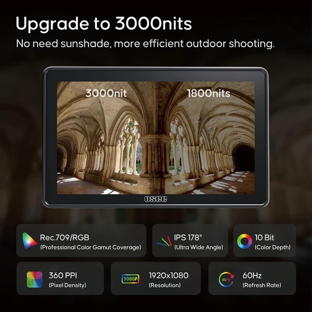 Alt view image 2 of 7 - G7 Pro 7-Inch 3000-Nit Touchscreen Camera Monitor with Camera Control
Touch Focus & Focus Tracking; 4K30 HDMI & 3G-SDI In/Out; WB, ISO, Aperture, Shutter & Record Control for Compatible Cameras