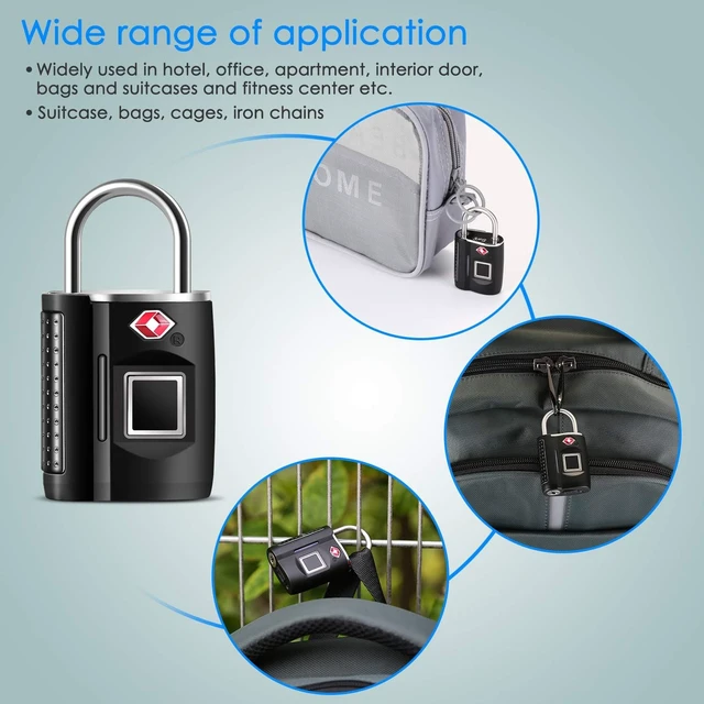 Alt view image 3 of 7 - Fingerprint Lock, TSA Approved Smart Digital Locker Lock for Gym, Luggage, Travel, House Door, Suitcase, Backpack, School, Bike,Office, Keyless