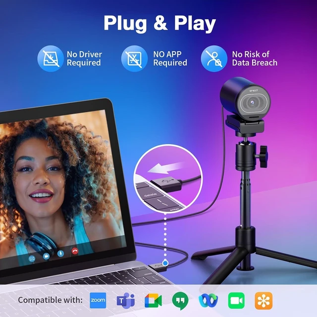 Alt view image 6 of 7 - S600 4K Webcam with Tripod for Streaming, Sony 1/2.55'' Sensor
1080P@60FPS, PDAF Autofocus, 2 Noise Reduction Mics, Built-in Privacy Cover 73° FOV, Streaming Webcam for Product/Game/Beauty
