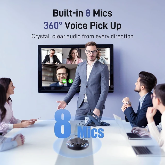 Alt view image 3 of 7 - Luna Plus Conference Speaker and Microphone w/ 8 Mics, 360° Voice Pickup