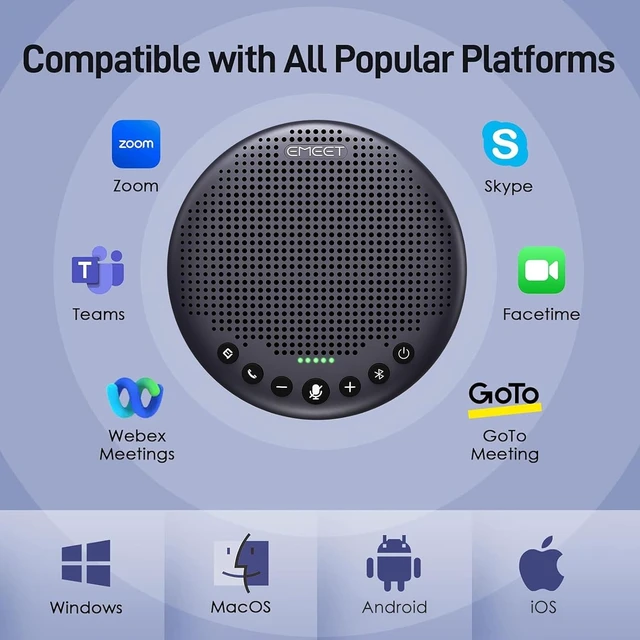 Alt view image 4 of 7 - Luna Plus Conference Speaker and Microphone w/ 8 Mics, 360° Voice Pickup