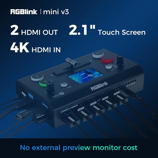 Alt view image 4 of 7 - Mini V3 Video Switcher, Tao Cloud Custom, 4K HDMI In, Multi-Cam