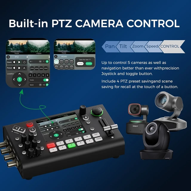 Alt view image 3 of 7 - mini-ISO Video Switcher, SDI & HDMI Video Mixer for Live Streaming
Mix 4x 4K HDMI & 4x SDI IN for Multi-Camera Live Production, 1080p HDMI Out, Direct PTZ Control , NDI & 4-Platform Streaming