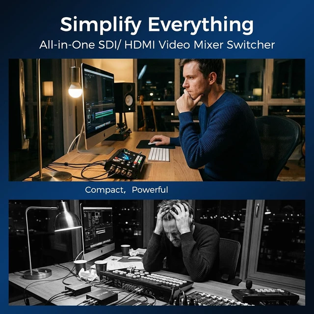Alt view image 4 of 7 - mini-ISO Video Switcher, SDI & HDMI Video Mixer for Live Streaming
Mix 4x 4K HDMI & 4x SDI IN for Multi-Camera Live Production, 1080p HDMI Out, Direct PTZ Control , NDI & 4-Platform Streaming