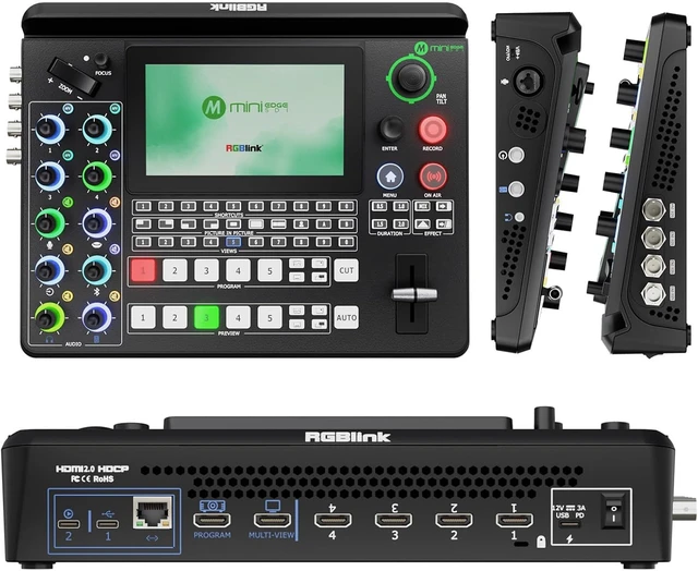 Alt view image 5 of 6 - mini-Edge SDI Video Switcher, 4 HDMI/4 SDI, NDI, XLR
4K In/1080p Out, Multi-Cam Live Streaming Switcher for Church, PTZ Control, Recording, 8-Ch Audio Mix,4-Platform Streaming