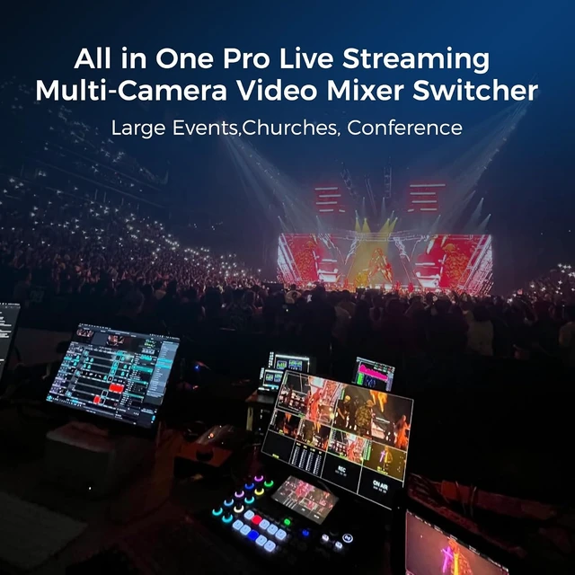 Alt view image 3 of 6 - mini-Edge SDI Video Switcher, 4 HDMI/4 SDI, NDI, XLR
4K In/1080p Out, Multi-Cam Live Streaming Switcher for Church, PTZ Control, Recording, 8-Ch Audio Mix,4-Platform Streaming