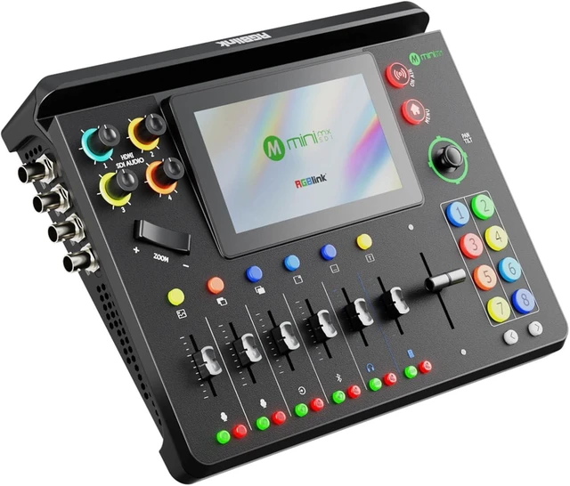 Main image of mini-mx SDI Video Mixer Switcher for Live Streaming,W/ NDI & Faders
4×4K HDMI/SDI,NDI/UVC, Dual XLR , 5.5" Touchscreen, PTZ Control, Multi Camera Video Switcher for Church,Sutdio, Events