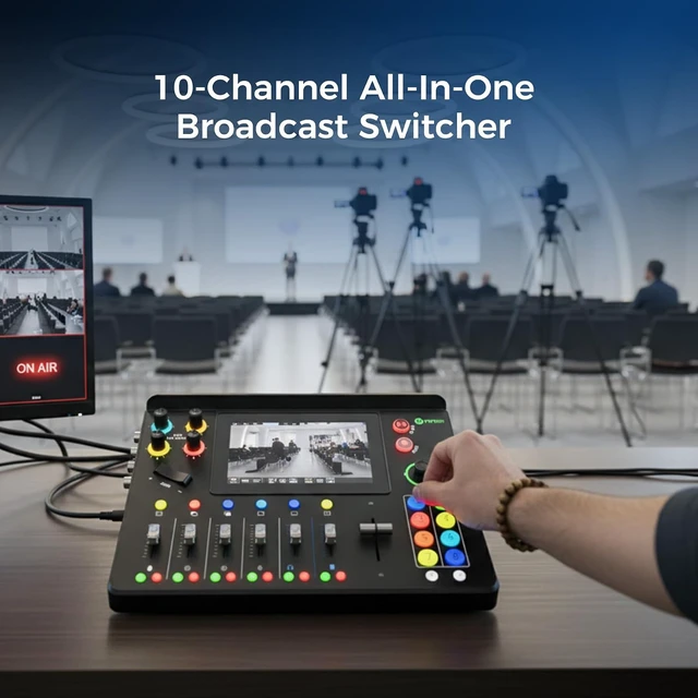 Alt view image 5 of 7 - mini-mx SDI Video Mixer Switcher for Live Streaming,W/ NDI & Faders
4×4K HDMI/SDI,NDI/UVC, Dual XLR , 5.5" Touchscreen, PTZ Control, Multi Camera Video Switcher for Church,Sutdio, Events