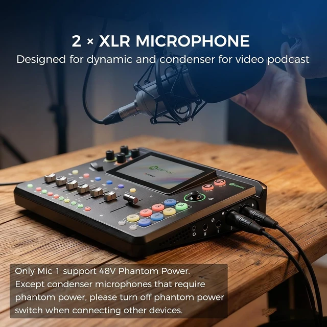 Alt view image 7 of 7 - mini-mx SDI Video Mixer Switcher for Live Streaming,W/ NDI & Faders
4×4K HDMI/SDI,NDI/UVC, Dual XLR , 5.5" Touchscreen, PTZ Control, Multi Camera Video Switcher for Church,Sutdio, Events