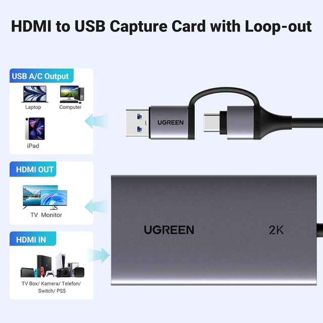Alt view image 6 of 7 - 4K@30Hz Loop Out HDMI Capture Card for 2K 30FPS 1080P 60FPS USB 3.0
2K@30Hz Record for Video Capture Card for Streaming Gaming with Low Latency Compatible with Switch 2 PS5 Xbox PC Mac