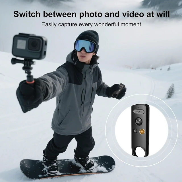 Alt view image 2 of 7 - Wireless Bluetooth Remote Control for Insta360/GoPro Action Cameras
Compatible with Insta360 ACE/ACE PRO1/2/X2/X3/X4/X4 Air/X5/GO 3/3S, GoPro 13/12/11/10/9/8, For Vlogging, Cycling