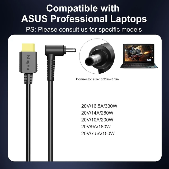 Alt view image 5 of 5 - 330W Replacement DC Power Cable, XT60 to DC 5.5 * 2.5mm Connector, Compatible with ASUS Laptops