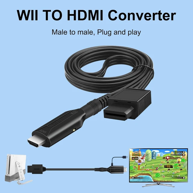Alt view image 2 of 7 - Wii to HDMI Converter Wii HDMI Adapter Cable 1m/3.2ft 1080P
for Full HD Device Video Converter 720/1080P Supports All Wii Display Modes