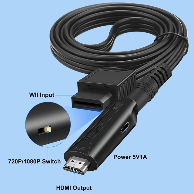 Alt view image 3 of 7 - Wii to HDMI Converter Wii HDMI Adapter Cable 1m/3.2ft 1080P
for Full HD Device Video Converter 720/1080P Supports All Wii Display Modes