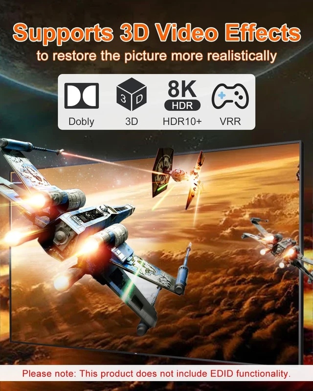 Alt view image 7 of 7 - HDMI Switch 5 in 1 Out with Remote Support 8K@60Hz 4K@240Hz/144Hz/120Hz
2026 New 5 Port 8k HDMI 2.1 Switch Support 3D/HDR/HDCP2.3 for PS5/4 Xbox Nintendo Switch (EDID not supported)