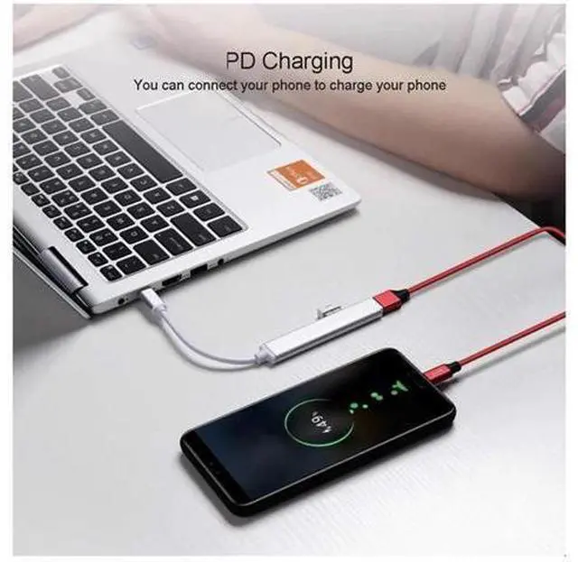 Alt view image 2 of 5 - 4 Port Aluminum Alloy USB Type-C HUB USB 3.0 HUB USB Expander Splitter Docking Station OTG Adapter For MacBooK Pro 13 15