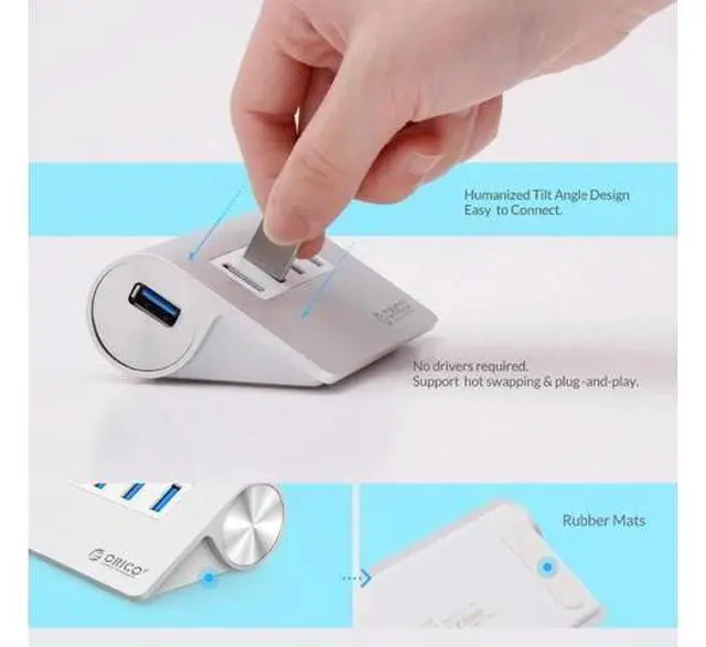 Alt view image 3 of 5 - USB 3.0 Hub Super Speed 4 Ports Micro External Usb Hub Splitter Portable for Apple Macbook Air Laptop PC Tablet Hub