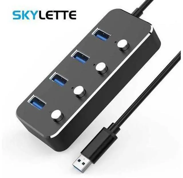 Main image of Alloy 4-Port USB 3.0 Hub Sub-control Switch HUB 30/60/120cm Cable Upto 5Gbps Splitter For Multi USB Desktop Laptop
