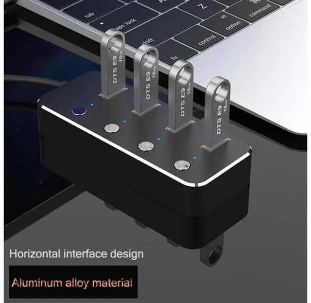 Alt view image 4 of 5 - Alloy 4-Port USB 3.0 Hub Sub-control Switch HUB 30/60/120cm Cable Upto 5Gbps Splitter For Multi USB Desktop Laptop