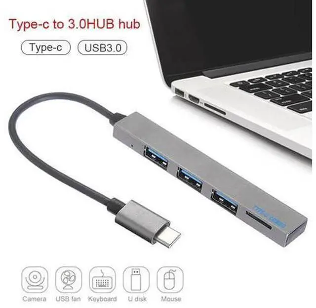 Alt view image 5 of 5 - 4 in 1 USB 3.1 Type-C Hub To USB 3.0 Magnesium Alloy Hub with TF Reader Slot 3 Port for MacBook Pro/Air