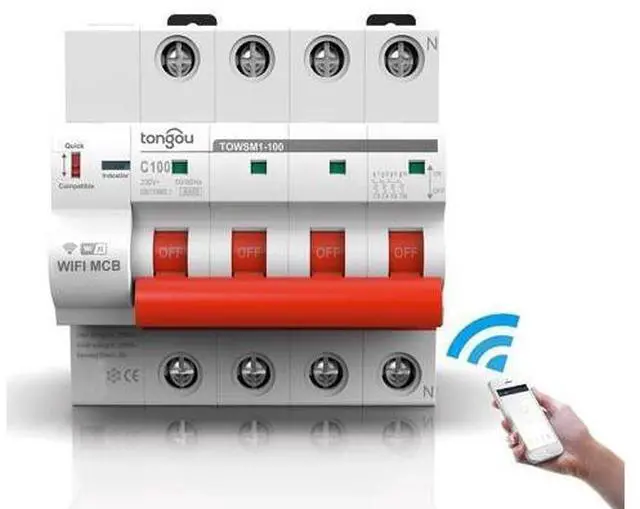 Alt view image 2 of 3 - TOWSM1-100 4P 16-100A WIFI Circuit Breaker with Overload and Overvoltage Protection Intelligent Wireless Switch