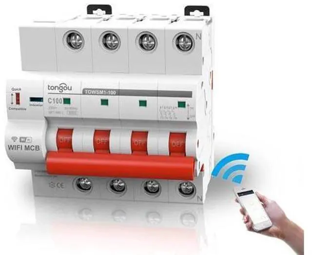 Alt view image 3 of 3 - TOWSM1-100 4P 16-100A WIFI Circuit Breaker with Overload and Overvoltage Protection Intelligent Wireless Switch