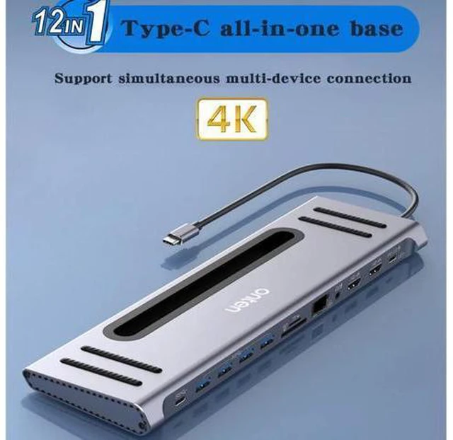 Alt view image 5 of 5 - 12 in 1 USB Type-C HUB Adapter Laptop Docking Station VGA RJ45 PD HD Multi USB 3.0 For MacBook Surface Compatible