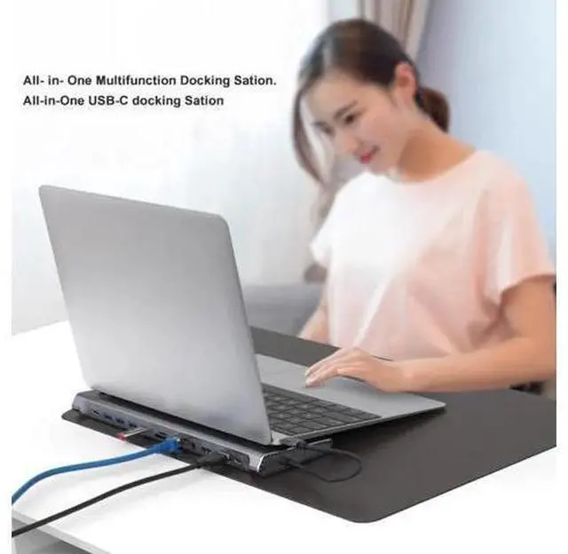 Alt view image 2 of 5 - 12-in-1 Docking Station USB C to USB 3.0 Hub SD TF Dock Station for MacBook Dell Type C Laptop Docking Station