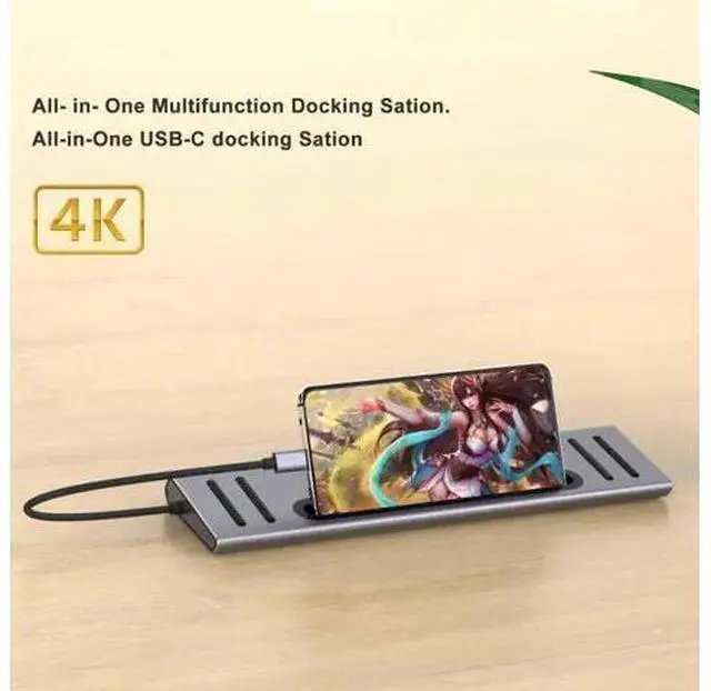 Alt view image 4 of 5 - 12-in-1 Docking Station USB C to USB 3.0 Hub SD TF Dock Station for MacBook Dell Type C Laptop Docking Station
