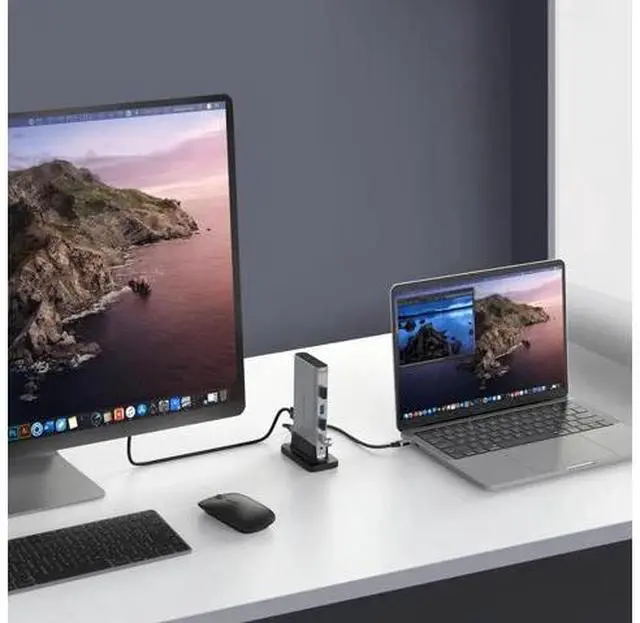 Alt view image 4 of 5 - 11 in 1 USB C HUB Type C to Multi RJ45 VGA USB 3.0 2.0 with Power (100W )Adapter Docking Station for MacBook Pro USB-C Hub