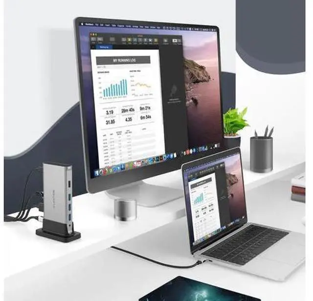 Alt view image 5 of 5 - 11 in 1 USB C HUB Type C to Multi RJ45 VGA USB 3.0 2.0 with Power (100W )Adapter Docking Station for MacBook Pro USB-C Hub