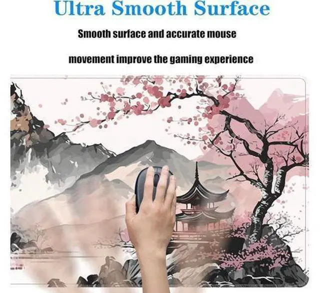 Alt view image 4 of 7 - Watercolor Cherry Blossom Large Gaming Mouse Pad,Mouse Pad Gaming 31.5 x 11.8 in Mouse Mat Desk Pad,Large Desk Mat,Extended Keyboard Mousepad with Non-Slip Base and Stitched Edge for Desk Home Office
