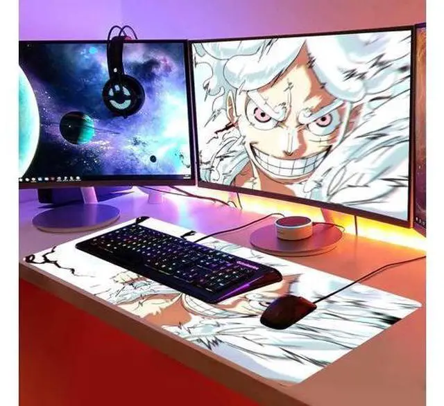 Alt view image 7 of 7 - Anime Mouse Pad Luffygear 5 Extended Gaming Desk Pad with Stitched Edges Large Mouse Mat with Non-Slip Rubber Base for Work & Gaming Office & Home 31.5x15.7 inch