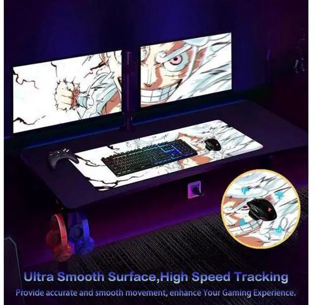 Alt view image 5 of 7 - Anime Mouse Pad Luffygear 5 Extended Gaming Desk Pad with Stitched Edges Large Mouse Mat with Non-Slip Rubber Base for Work & Gaming Office & Home 31.5x15.7 inch