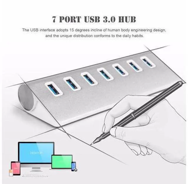 Alt view image 5 of 5 - Usb Hub 3.0 4/7 Ports High Speed Usb 3.0 Hub 5Gbps USB 3.0 Multi Hub Splitter Adapter for PC Laptop