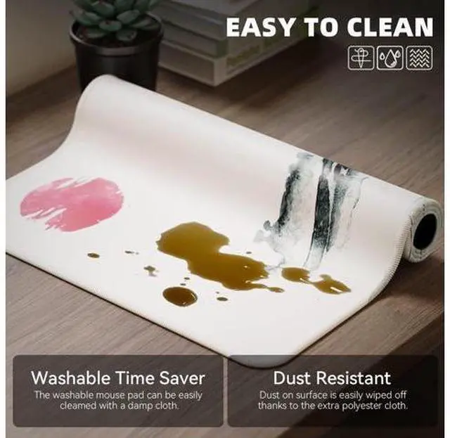 Alt view image 3 of 7 - Japanese Cherry Blossom White Mouse Pad (31.5 × 11.8 × 0.12 inch) Extended Large Mouse Mat Desk Pad, Stitched Edges Mousepad,Non-Slip Rubber Base,Gaming Mouse Pad XL,Office & Home.