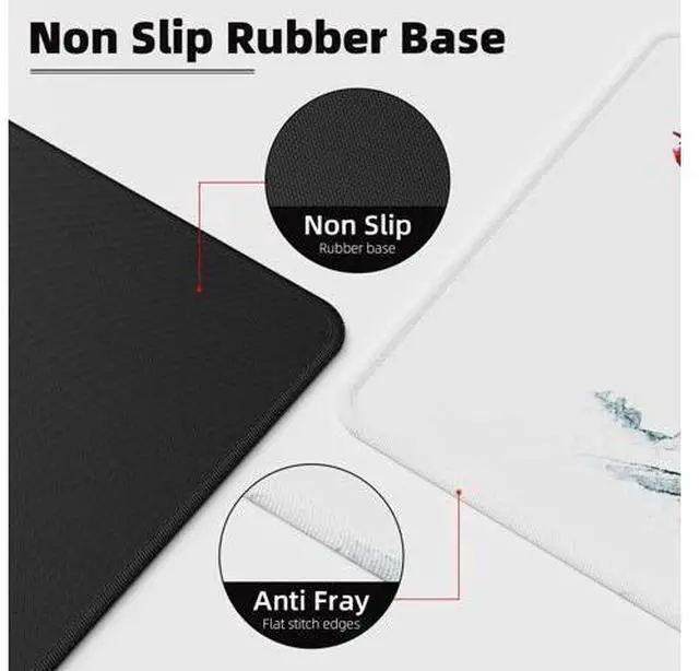 Alt view image 7 of 7 - Japanese Cherry Blossom White Mouse Pad (31.5 × 11.8 × 0.12 inch) Extended Large Mouse Mat Desk Pad, Stitched Edges Mousepad,Non-Slip Rubber Base,Gaming Mouse Pad XL,Office & Home.