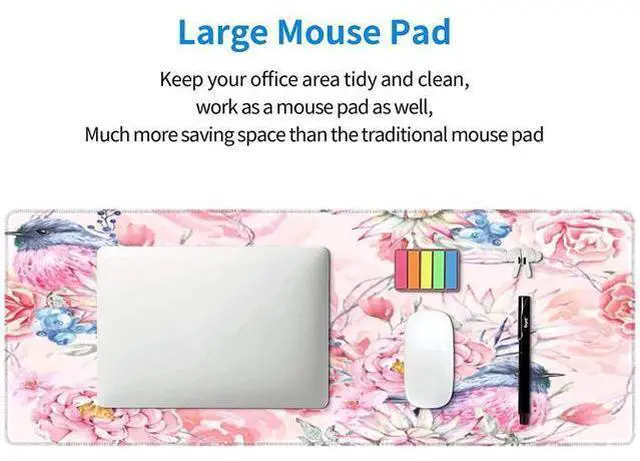Alt view image 2 of 7 - Hummingbird and Flowers Mouse Pad, Watercolor Floral Mouse Pad, Mouse Mat Square Waterproof Mouse Pad Non-Slip Rubber Base Mousepads for Office Home Laptop Travel Beautiful Design Floral