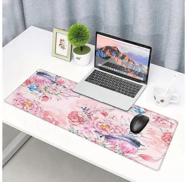 Alt view image 4 of 7 - Hummingbird and Flowers Mouse Pad, Watercolor Floral Mouse Pad, Mouse Mat Square Waterproof Mouse Pad Non-Slip Rubber Base Mousepads for Office Home Laptop Travel Beautiful Design Floral