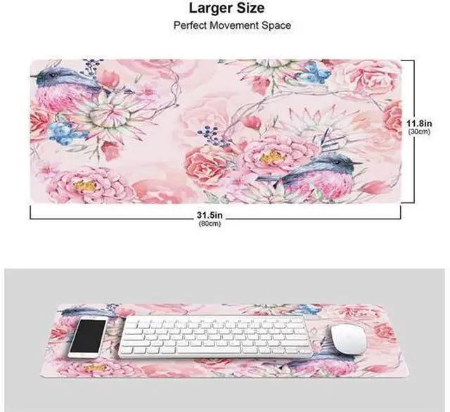 Alt view image 5 of 7 - Hummingbird and Flowers Mouse Pad, Watercolor Floral Mouse Pad, Mouse Mat Square Waterproof Mouse Pad Non-Slip Rubber Base Mousepads for Office Home Laptop Travel Beautiful Design Floral