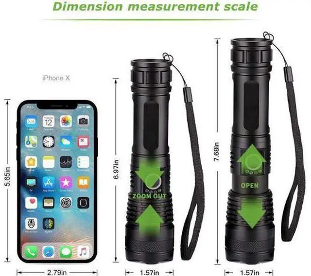Alt view image 3 of 5 - LED Flashlights, 10000 Lumen Super Bright Tactical Flashlight, Rechargeable Flash Light, 5 Modes Zoomable Waterproof Flash Lights for Emergency, Camping, Hiking, Outdoor, Home