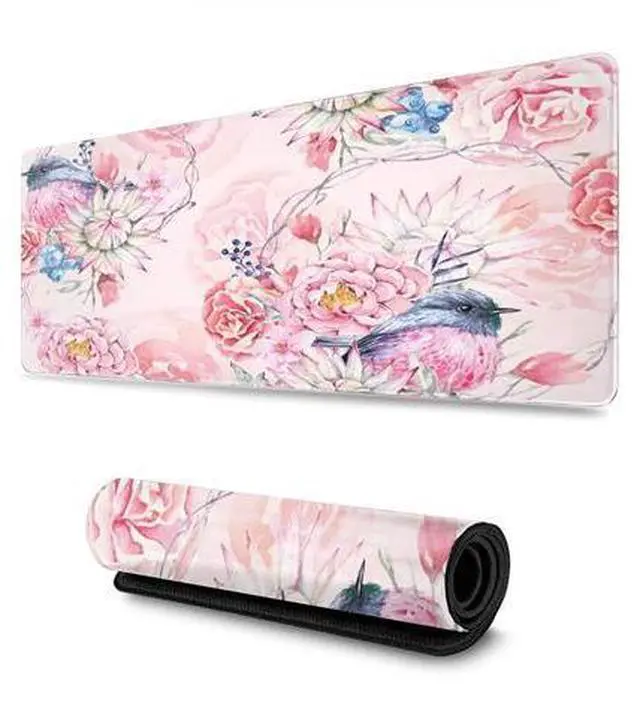 Alt view image 6 of 7 - Hummingbird and Flowers Mouse Pad, Watercolor Floral Mouse Pad, Mouse Mat Square Waterproof Mouse Pad Non-Slip Rubber Base Mousepads for Office Home Laptop Travel Beautiful Design Floral