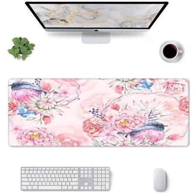 Main image of Hummingbird and Flowers Mouse Pad, Watercolor Floral Mouse Pad, Mouse Mat Square Waterproof Mouse Pad Non-Slip Rubber Base Mousepads for Office Home Laptop Travel Beautiful Design Floral