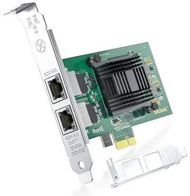 Main image of Dual Port NIC, Gigabit Ethernet Converged Network Server Adapter Card with Intel 82576 Controller Chip, Dual RJ45 Copper Ports, Compatible for Intel E1G42ET, PCI Express 2.1 X1